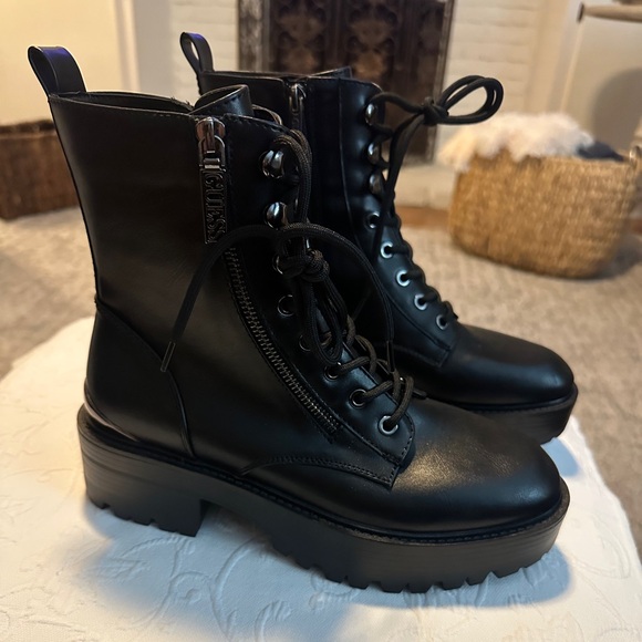 Guess Shoes - Guess Fearne faux leather platform combat boots.